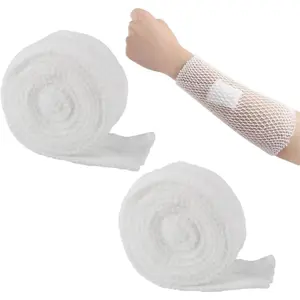2 Roll Tubular Bandage Stretch Dressing Retainer Tubular Webbing Tubular Gauze Stockinette for Legs Stretch Netting for Wound Care Without Adhesive Tape 2 Sizes