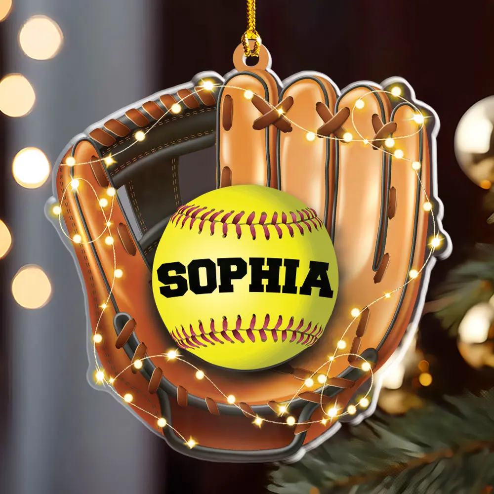 Petthouse | Personalized Softball Ornament, Custom Name, Christmas Gift For Softball Lovers, Grandkid Gift