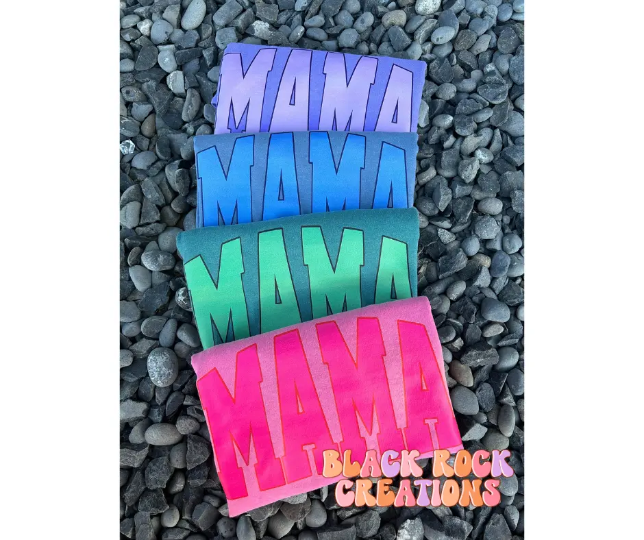 Varsity letters mama comfort colors tshirts Womenswear Top Casual Everyday Mum Style Summer
