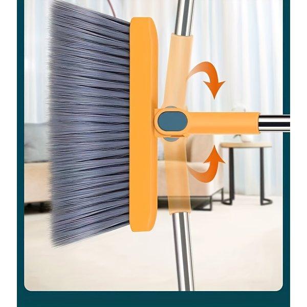 Long Handle Broom and Dustpan Set 2 Pack – 48.8 Inch Upright Sweeping Set, Rotating Head, Floor Cleaning for Kitchen Wood Floor Pet Hair