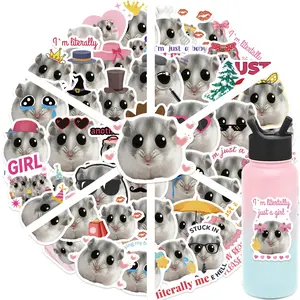 50 Cartoon Hamster Meme Stickers - Waterproof Removable Decals for Laptops, Luggage & Kids' Toys