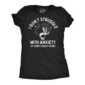 Womens Funny T Shirts I Dont Struggle With Anxiety It Comes Easily to Me Sarcastic Graphic Novelty Tee for Ladies Funny Womens T Shirts Cute Vintage Fashion Casual Ladies T-Shirt Gift Funny Sarcastic Top Black -