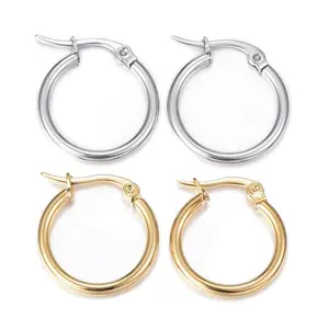Stainless Steel Hoop Earrings Hypoallergenic Earrings 12 20x19x2mm 2Pairs Z293