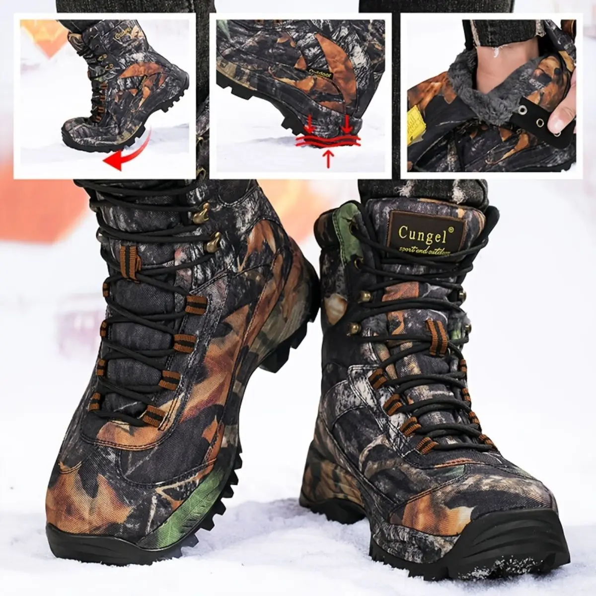 RUNFUN Men\'s Waterproof Hunting Boots – 8\