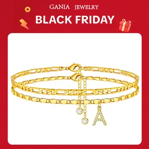GANIA Letter Layered Ankle Bracelets for Women Dainty Chain Initial Pendant Anklets Set Non Tarnish Alphabetical Ankle A-Z Gifts for Girls Costume Accessories TikTokShopBlackFriday