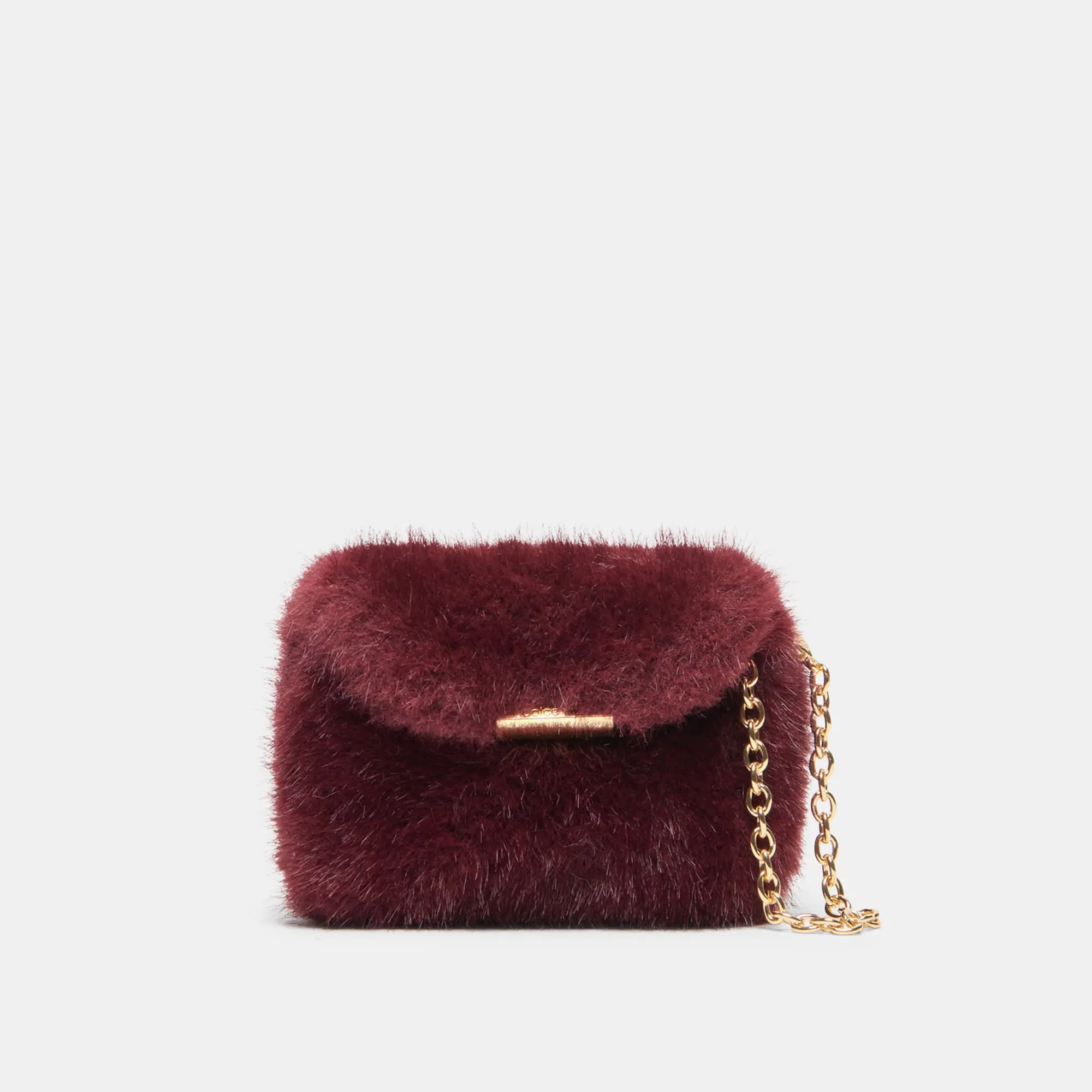 BRINDI CROSSBODY WALLET BURGUNDY FAUX FUR