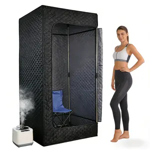 Portable Full Body Sauna Tent For Home 3L Steamer Foldable Chair Remote Control 9 Levels Personal Sauna Box Indoor Spa For Women Men Skin Care 2.9'X2.9'X5.9' Home Steam Sauna Tent