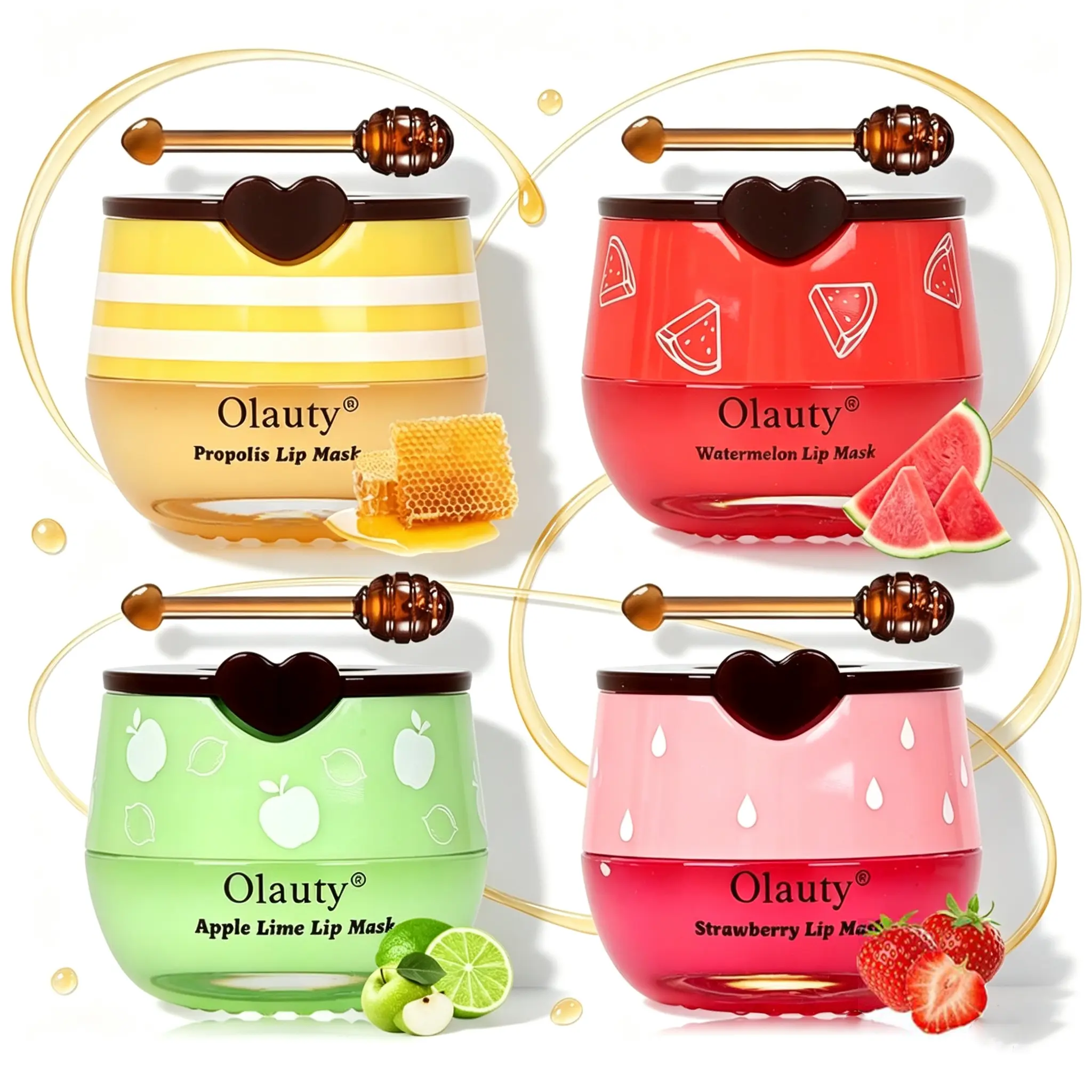 4/6/8/10 PCS Fruit Flavor Honey Pot Lip Mask, Overnight Sleeping Lip Mask with Applicator Stick, Hydrating Lip Balm, Helps Prevent Dry & Chapped Lips, Reduces Lip Lines, Ideal Beauty Gift for Women