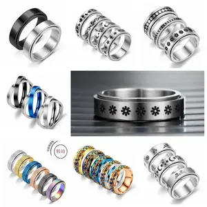 Anxiety Ring Figet Spinner Rings For Women & Men Stainless Steel Rotate Freely Spinning Anti Stress Accessories Jewelry Gifts