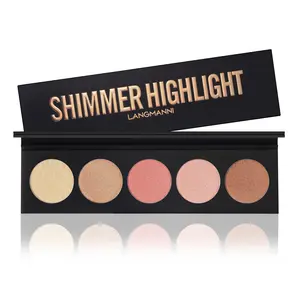 LANGMANNI 6-Color Shimmer Highlight Palette Bronzer Face Glow Contour Brightening Makeup