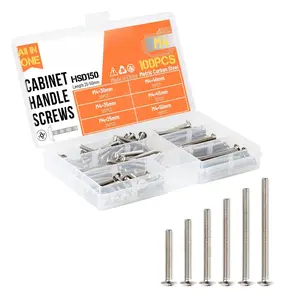 Cabinet Pulls Knobs Screws M4 25-50mm 100 count Assortment Machine Screws Pan Washer  Metal Phillips Screws Kit for Cabinet Drawer Cupboard Closet Handles Install(D150)