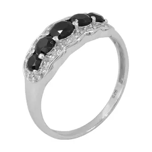 Affinity Gems Black Spinel & White Topaz Ring, Sterling Silver