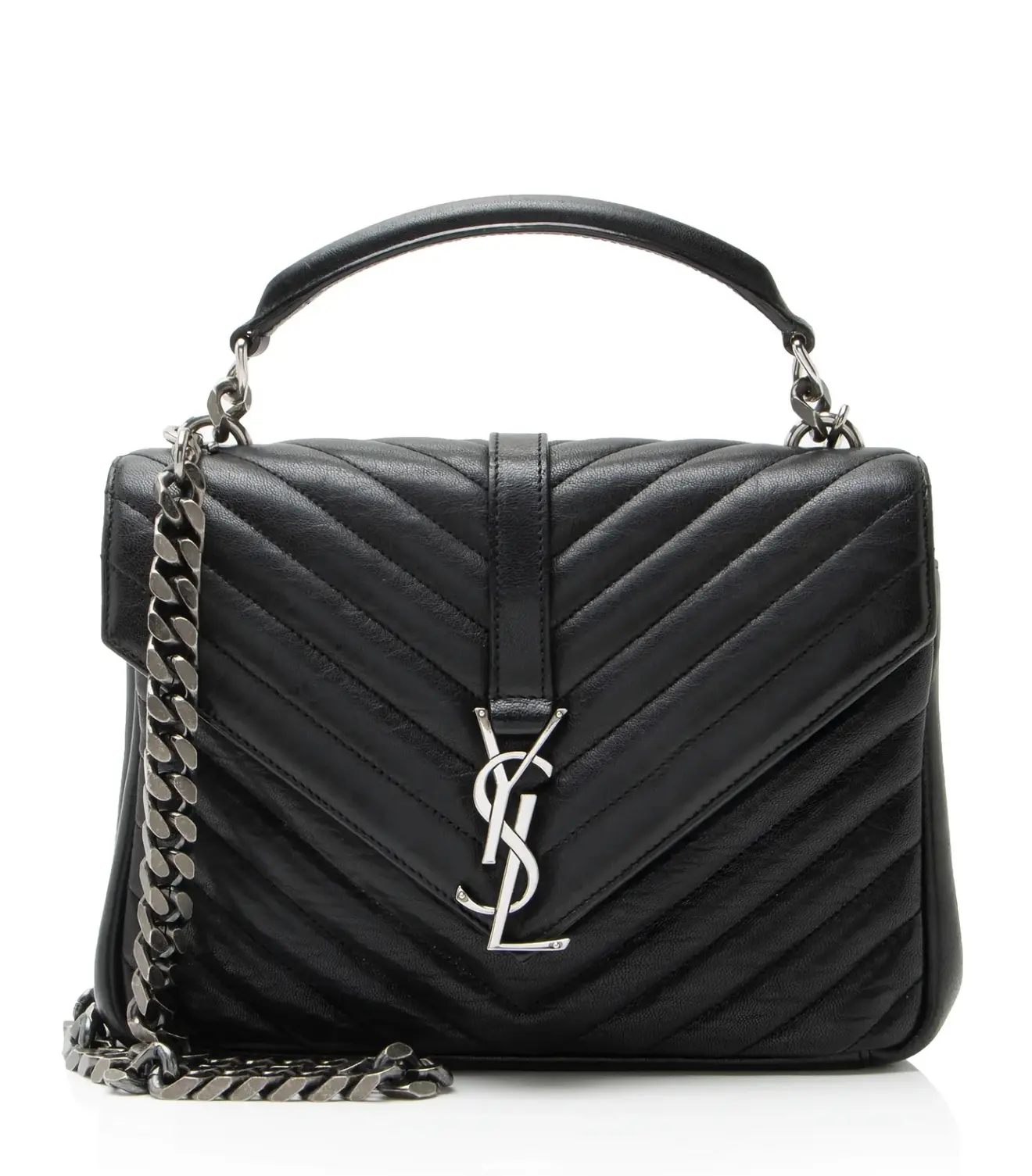 Pre-owned Yves Saint Laurent Saint Laurent College messenger bag, black/silver, medium size