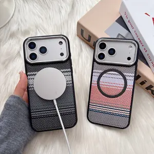 Color-blocked woven borderless leather phone case compatible with iPhone 17 Pro, 16 Pro, 15 Plus, 14, 13, 12, 11 and Air. Shockproof protective cover with durable and stylish design, perfectly fit for daily use.