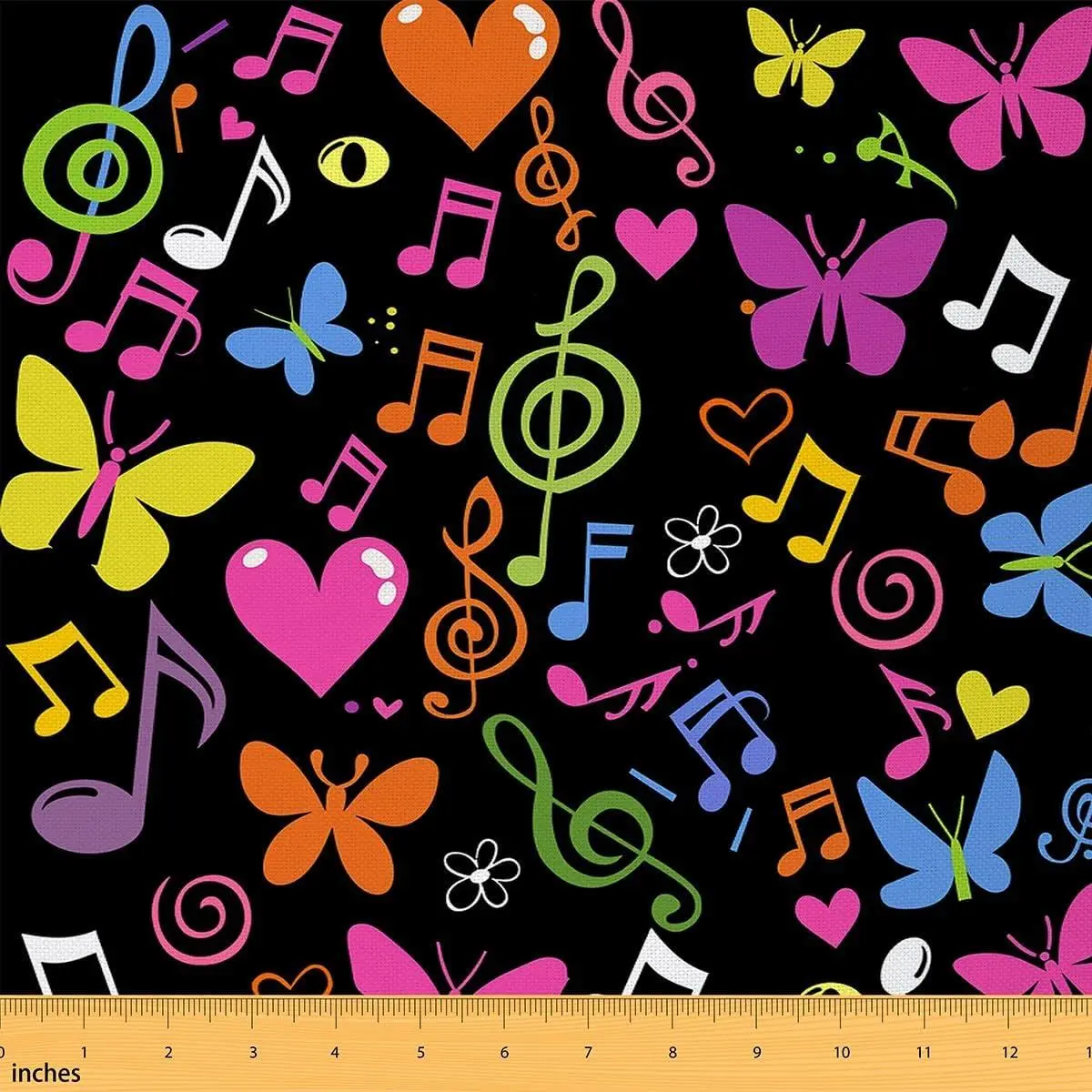 Music Notes Fabric Watercolor Butterfly Flower Print DIY Craft Hobby Fabric Graffiti Geometric Spiral Love Heart Decorative Fabric Soft Flannel Polyester No Stretch