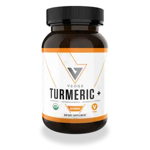 Vedge Turmeric+ - 60 Capsules Organic Turmeric Ashwagandha Rhodiola Rosea Dietary Supplement US for Healthcare & Fitness