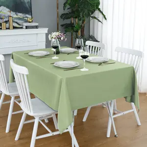 Sage Green Rectangle Tablecloth Wrinkle Free Waterproof Polyester Table Cloths Spillproof Heavy Duty and Washable Table Cover for Party, Banquet, Indoor and Outdoor-Square/Rectangular
