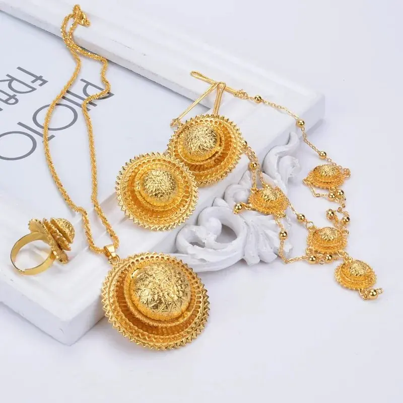 Aurelia Ethiopian Bridal Jewelry Set | Gold Earrings