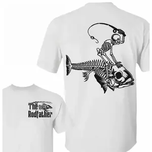 Skeleton Riding Fish The RodFather 2 Sided Shirt, Funny Fishing Tee, Fisherman Outdoors Outfit, Fishing Dad Tee, Father's Day Gift, Camo Dad Gift