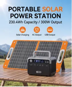 Flashfish 300W Power Station 60W Solar Panel 230.4Wh LiFePO4 (Peak 600W) Solar Generator AC Outlets Portable Power Station