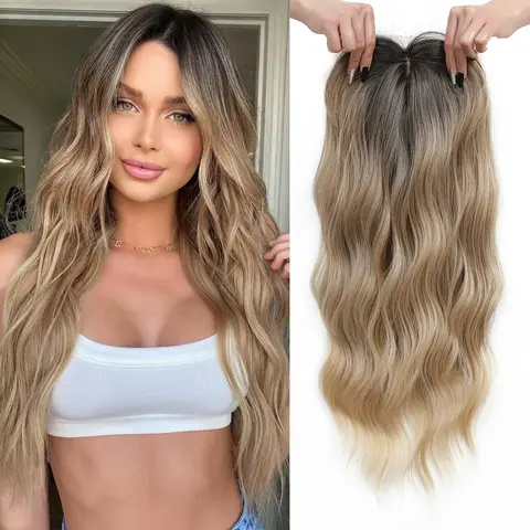 PANEWAY 20 Inch Wavy Synthetic Hair Topper with Bangs – Lightweight Clip-In for Thinning Hair, Natural Volume & Daily Confidence Boost (100% Premium Kanekalon)