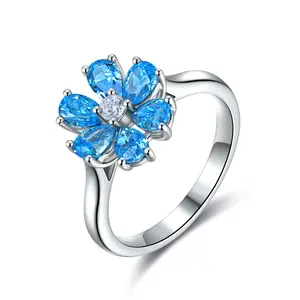 STONE PRECIOUS Silver blue teardrop ring 2.4ct
