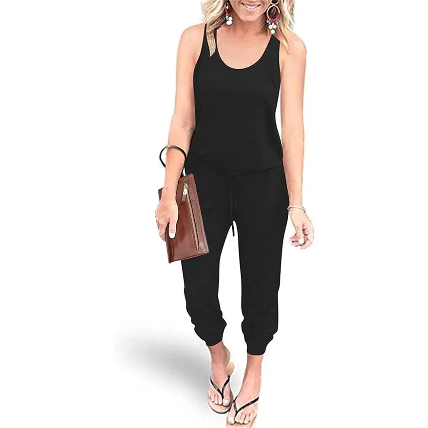 PrettyGarden Sleeveless Women's Jumpsuits Plus Size S-XXL Tank And Pants With Elastic Drawstring Waist Romper Summer Outfits