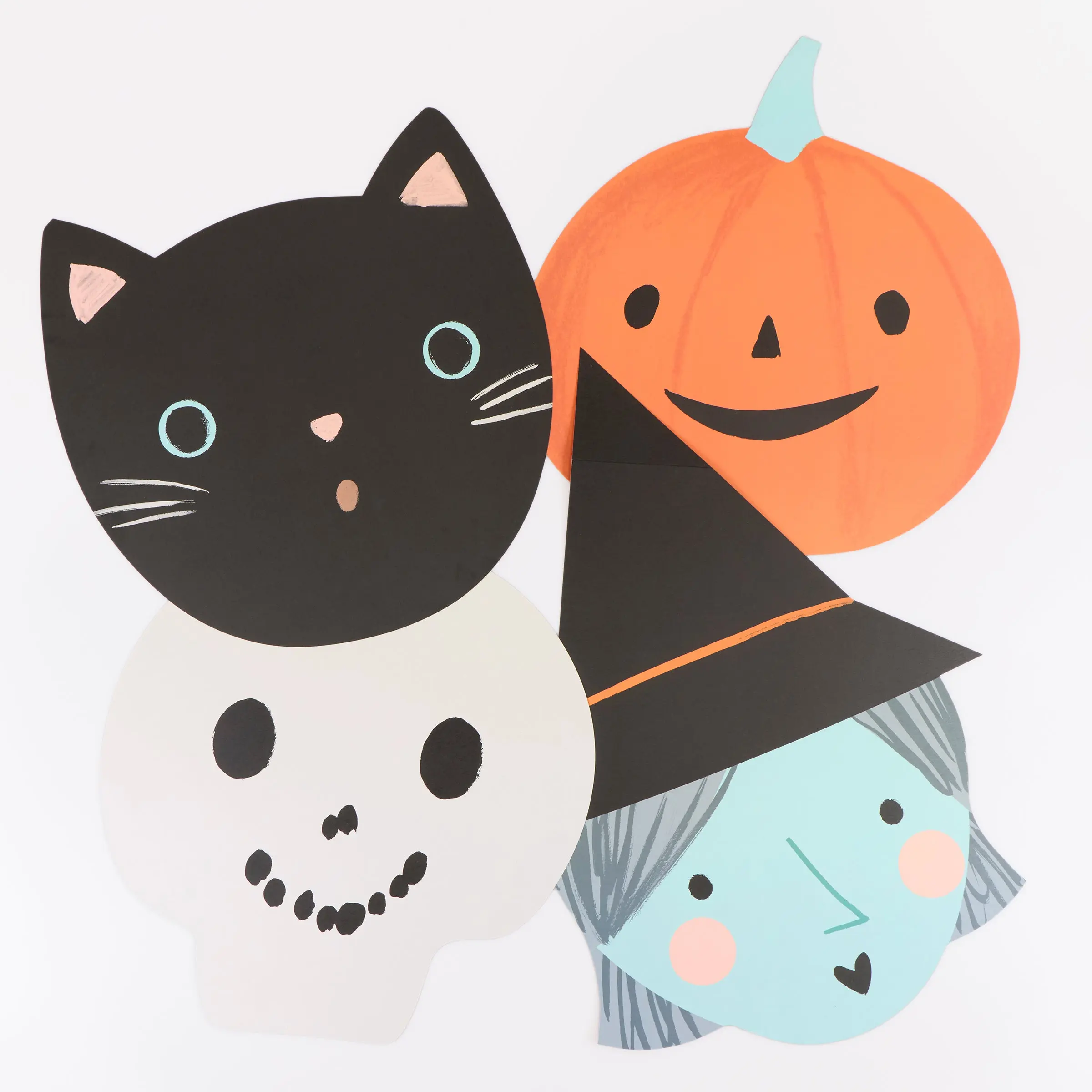 Halloween Cat, Witch, Skeleton & Pumpkin Paper Placemats (x 12)