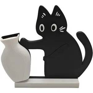 Cat Push Flower Vase for Home Decor Cute Vases for Table Room Decor Unique Lollipop Vases for Women Cat Lover Birthday Gifts (Small)