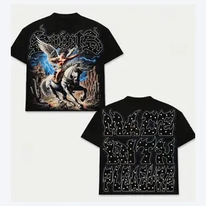 Gothic Angel Rider Graphic Tee – Medieval Heavenly Warrior Vintage Dark Fantasy Streetwear Unisex T-Shirt