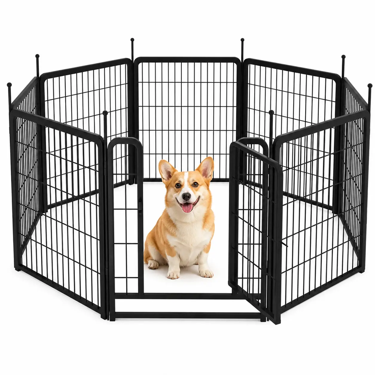 DKLGG Dog Playpen for Indoor & Outdoor Use, 8 Panel 32" Heavy Duty Metal Puppy Playpen, Foldable Portable Exercise Pen for Small Medium Large Dogs, Adjustable Shapes