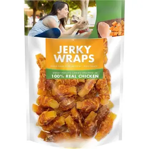 Dog Treats, Chicken & Sweet Potato Jerky Wraps, Made with Real Chicken, 16 Ounces, Rawhide Free, Healthy, Easily Digestible, Long Lasting, High Protein Dog Treat, Satisfies Dog's Urge to Chew