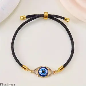 Evil Eye Bracelet for Women & Men, Turkish Style Enamel Protection Charm, Adjustable Cord Spiritual Jewelry, Lightweight Stackable Accessory for Daily Wear Birthday Gift