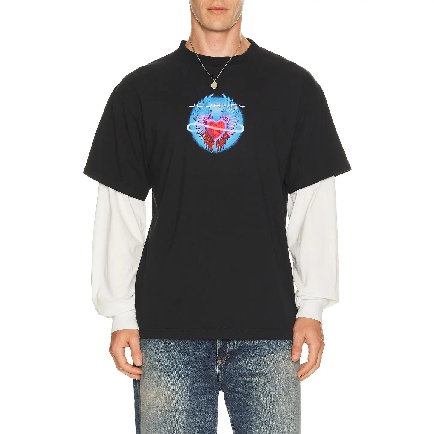 Philcos Journey Pink Heart Layered Tee in Multi