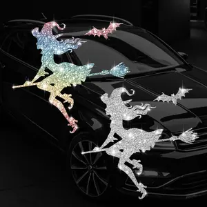 Shimmering Magic Witch Car Sticker, Cartoon Fantasy Theme, Self-Adhesive Durable Vinyl, Single Use, Fits Car Bumper, Truck, Motorcycle, Window, Laptop, Sticker For Cars