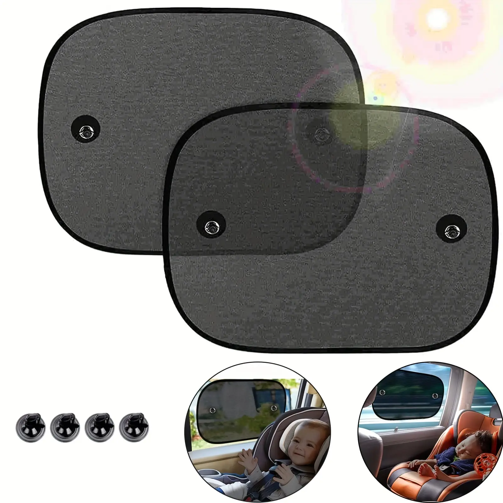 2 Packs Car Window Sun Shades, UV-Protection Side Window Visors with Suction Cups for Baby, Kids and Family Cars, Universal Fit Heat-Blocking Sun Covers, Car Sunshade, Car Sunshade Curtain, Car Window Sunshades