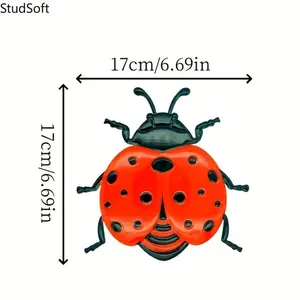 3-Piece Iron Ladybug Wall Decor Set — Creative Garden & Patio Wall Art, Rustic-Style Insect Hanging Ornaments for Home & Room Decoration