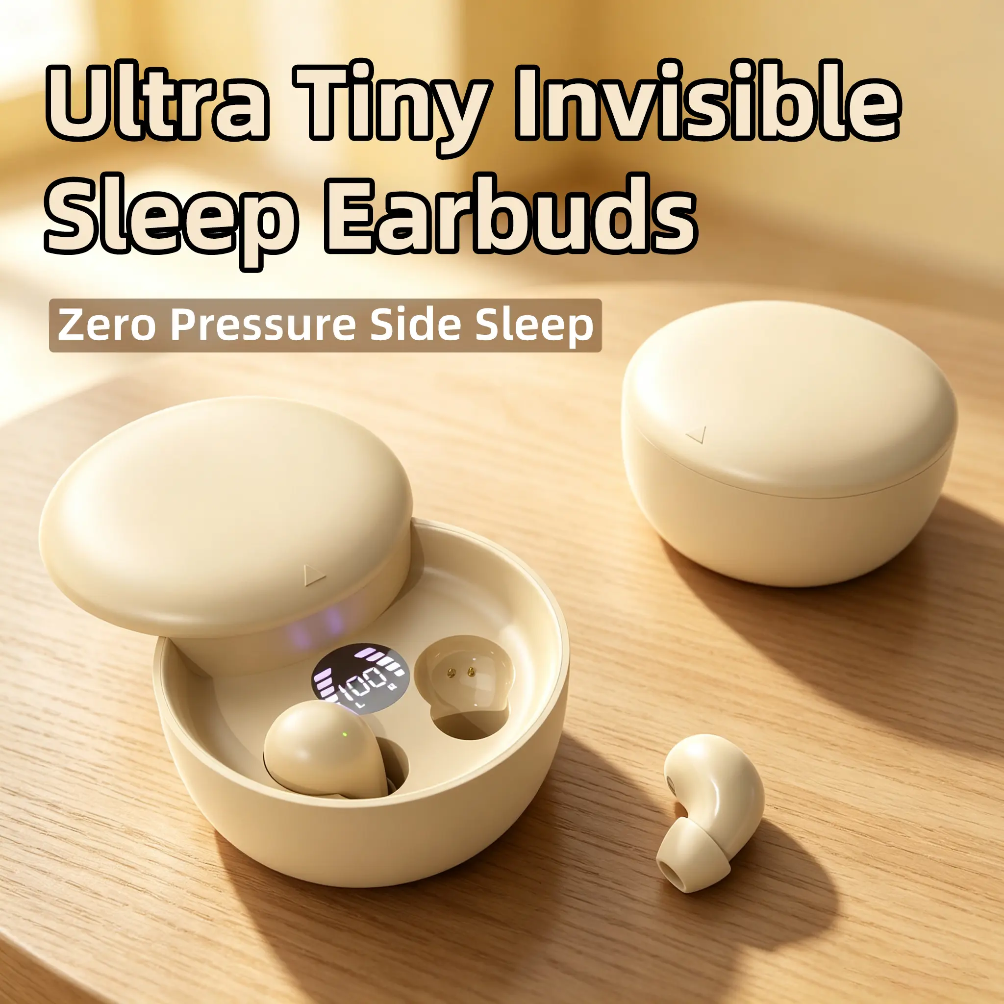 Mini Hidden Wireless Sleep Earbuds - All-Night Wear, No Ear Pain, Side Sleep No Pressure, Stereo Surround Audio, Bluetooth 5.3, Active Cancel, Noise Block, Water Resistant, Mobile Phone/Cell Phone Compatible Earphones Lightweight Noise Canceling Iem Earph
