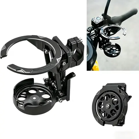 Compact Rotating Foldable Motorcycle Cup Holder - Adjustable Handlebar Water Bottle Holder, Motorcycle Accessories, Ebike Accessories for Scooters (Party Gift for Vehicle Enthusiasts)
