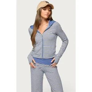 Edikted Women's Meggy Striped Zip Up Hoodie