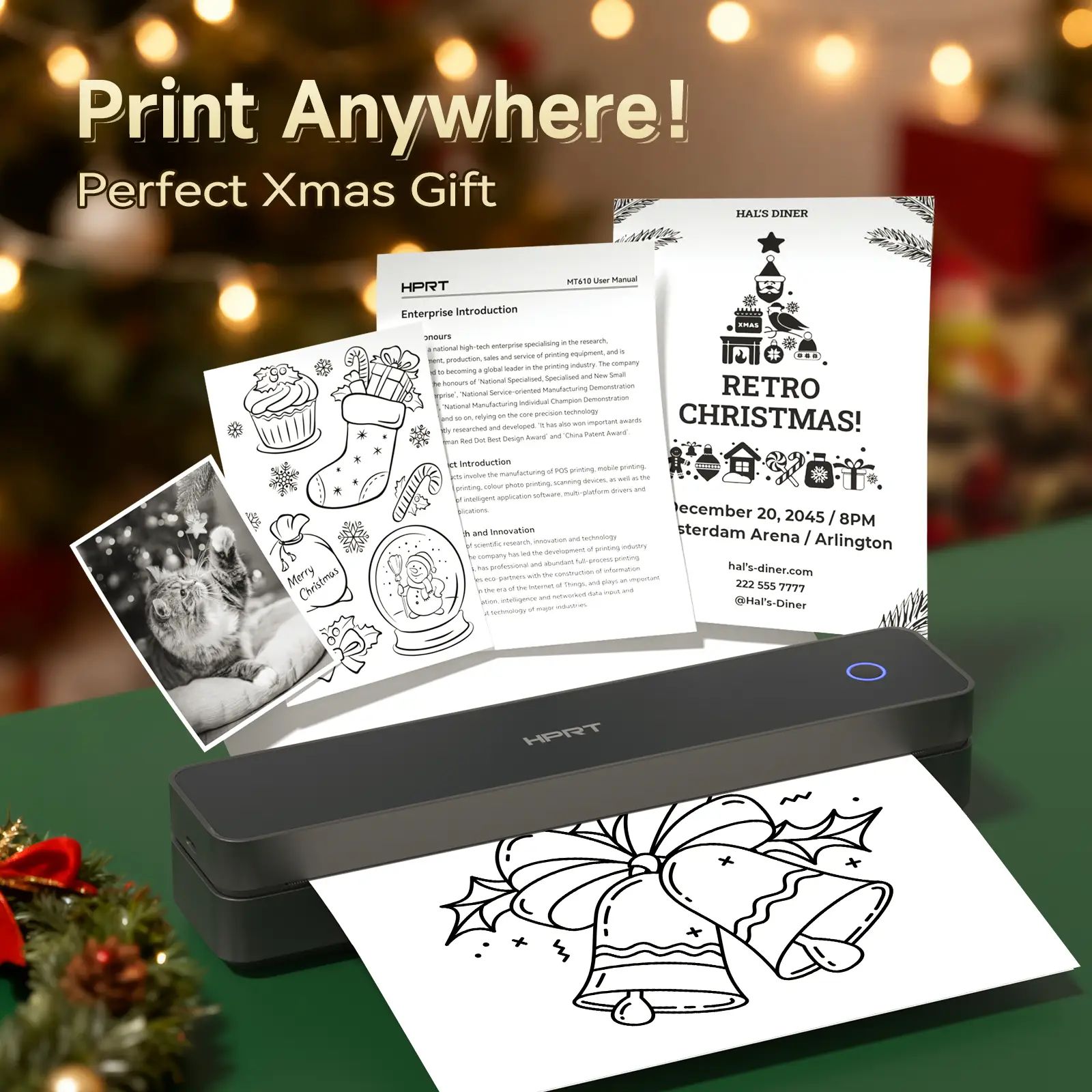 Inkless Portable Printer, Wireless Bluetooth Thermal Printer for Travel & Mobile Use, Compatible with iOS, Android, Laptop, Supports 8.5"x11" US Lette