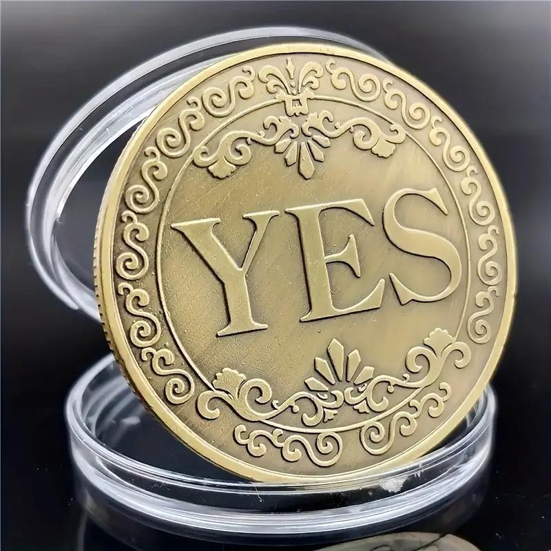 Lucky Badges for Decision Making - Yes No Challenge Badges Decision Maker Divination Badge, Antique Gray Silver with Ornamental Floral Design, Collectible Badge, Unique Christmas Gifts