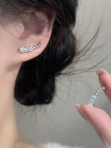 Elegant Starburst Earrings, Full Cz Rhinestone Sparkle, Caterpillar Design, Skin-Friendly, Lightweight, Perfect for Daily Wear, Office, Dates, Special Occasions