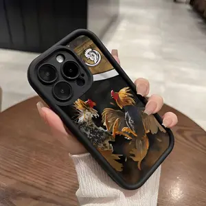 A Creative Cool Fighting Chicken Pattern Matte Phone Case, Suitable for iPhone 17 Air/16 Plus/15 Pro Max/14 Pro/13/12/11/XS Max/X Phone Case, Ideal Gift for Family, Friends, Lovers, Boyfriend, Girlfriend, Best Choice for Holiday Gifts TY935