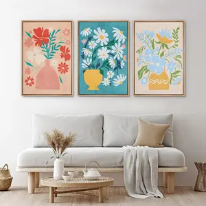 Canvas Wall Art Set of 3 Abstract Floral Botanical in Vases Prints Minimalist Modern Art Boho Girl's Decor Matte Cotton Canvas Poster 20x30 cm to 60x90 cm HomeDecor WallArt CustomPrints TikTokFinds Artistic Ornaments Decoration Room Photo posters