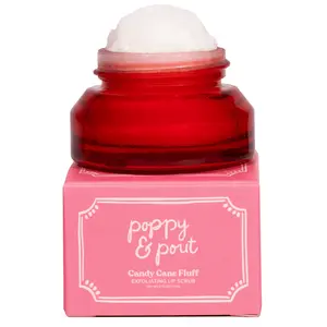 Lip Scrub Candy Cane Fluff [Poppy & Pout] Exfoliating & Moisturizing Lip Care with Peppermint & Marshmallow Fluff Scent - 0.75 oz