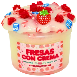 Fresas Con Crema 8oz Slime Milky Clear Texture Scented Strawberries & Cream