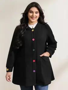 【Pocket Approved 】Bloomchic Colorful Buttons Hooded Pocket Coat peacoat trench coat puffer jacket winter clothes women winter outfits for women Garment Outerwear Fabric Basic 2026 Spring Break Gift For Easter's Day Mother's Day