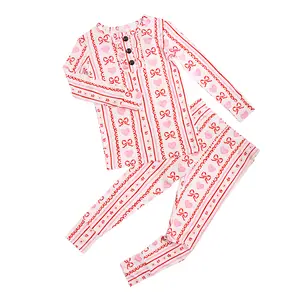 Hallie RUFFLE TWO PIECE Bamboo Toddler Valentine's Day Bows & Hearts Set Ultra Soft & Breathable 2-Piece with Functional Buttons for Easy Wear Sizes 18M to 8