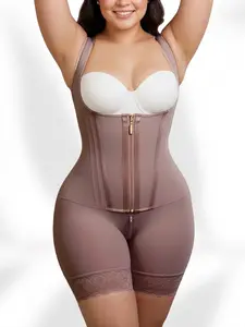 1 Count Women's High Waist High Compression Shapewear Bodysuit, Fajas,  Butt Lifting And Tummy Control Romper, Adjustable Hooks And Zipper Closed Jumpsuit, Basic Body Shaperwear, Casual Style Underwear, Colombian Shapewear, Suitable For Training Or Sports